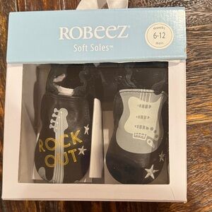 Robeez Black Baby Soft Soles with Guitar Rock Out Design